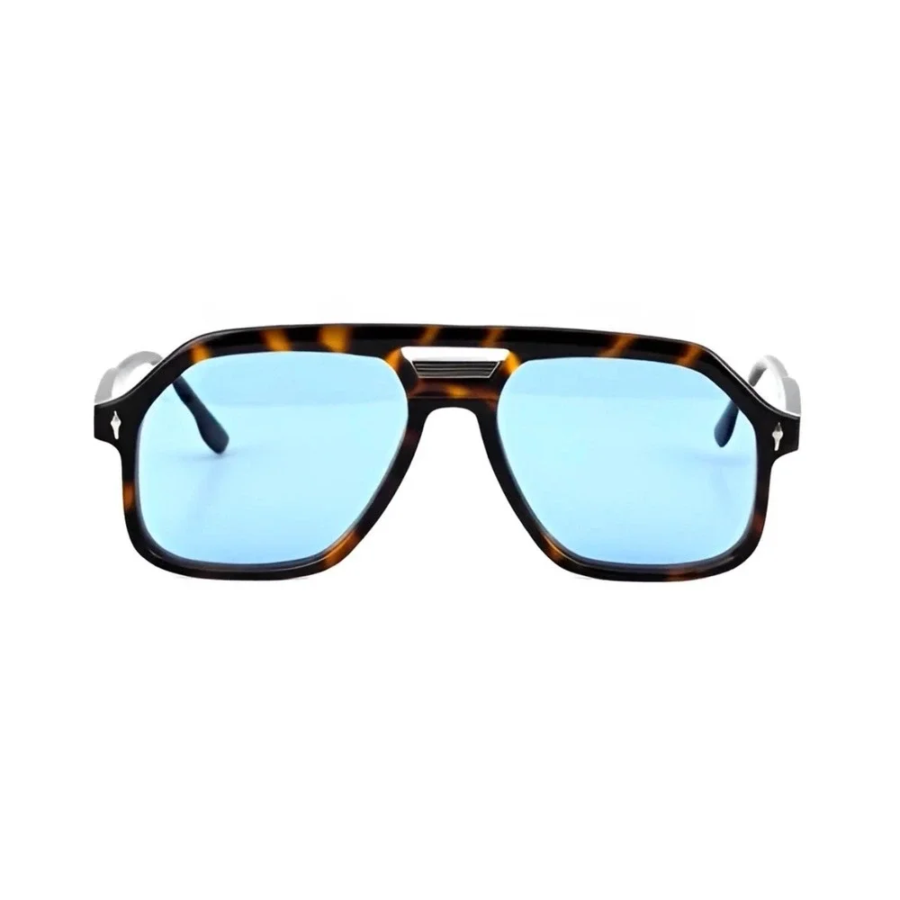 Women Tortoise Shell Elegant Fancy Sunglasses Blue Tint Lens Square Retro 70s 80